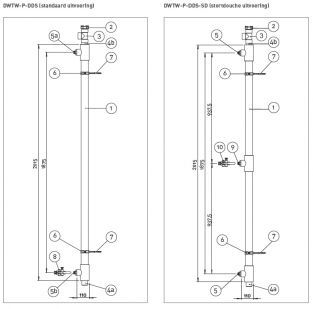 Itho stortdouchepijp WTW-P-DDS-SD 545D4013